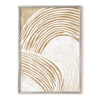 Warm Beige Abstract Curved Lines Wall Art