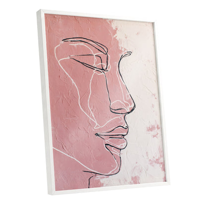 Blush Pink Abstract Woman Face Line Art