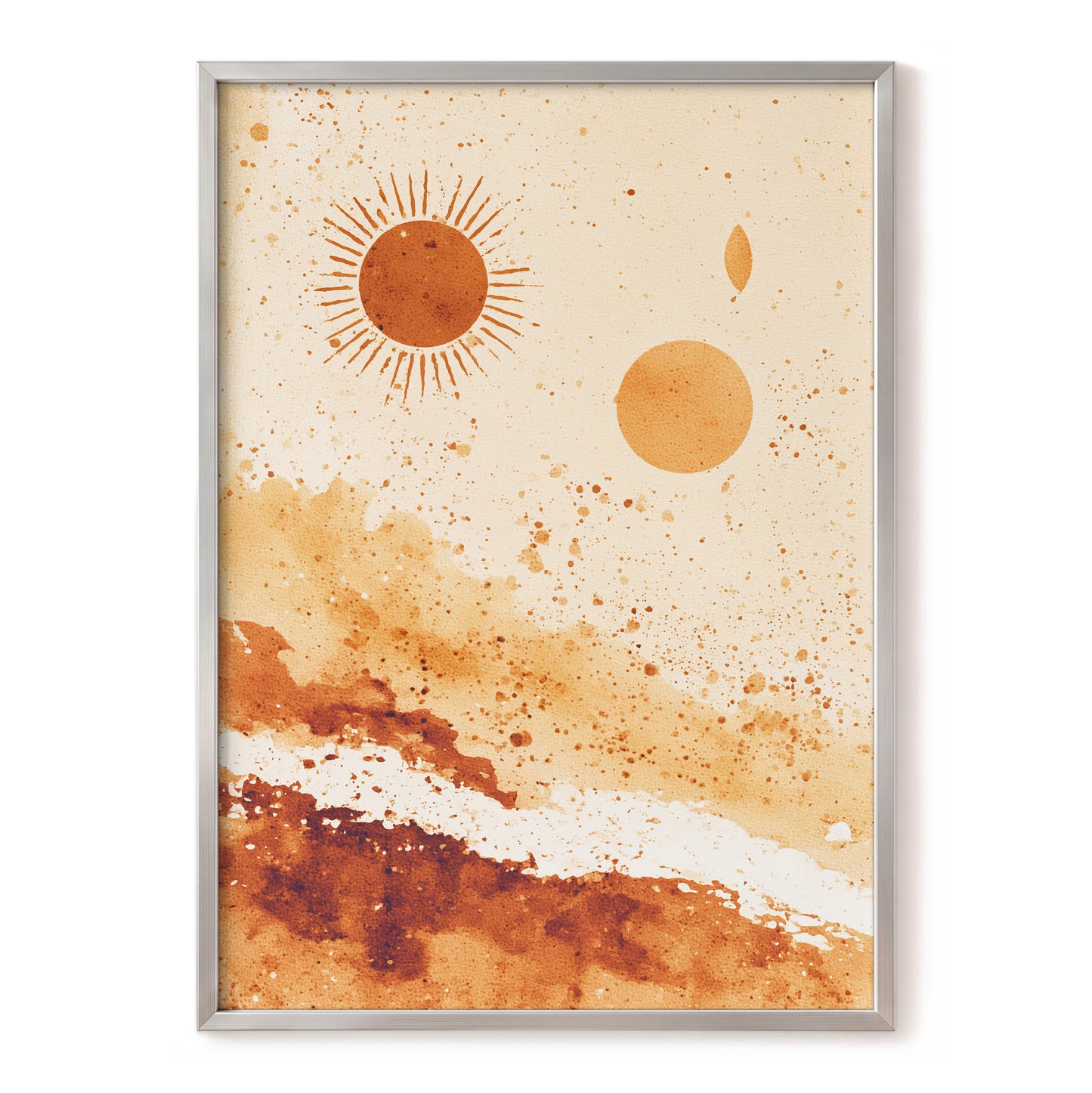 Burnt Orange Boho Sun Abstract Landscape Art