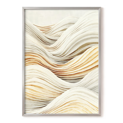 Ivory Beige Layered Abstract Wavy Line Art