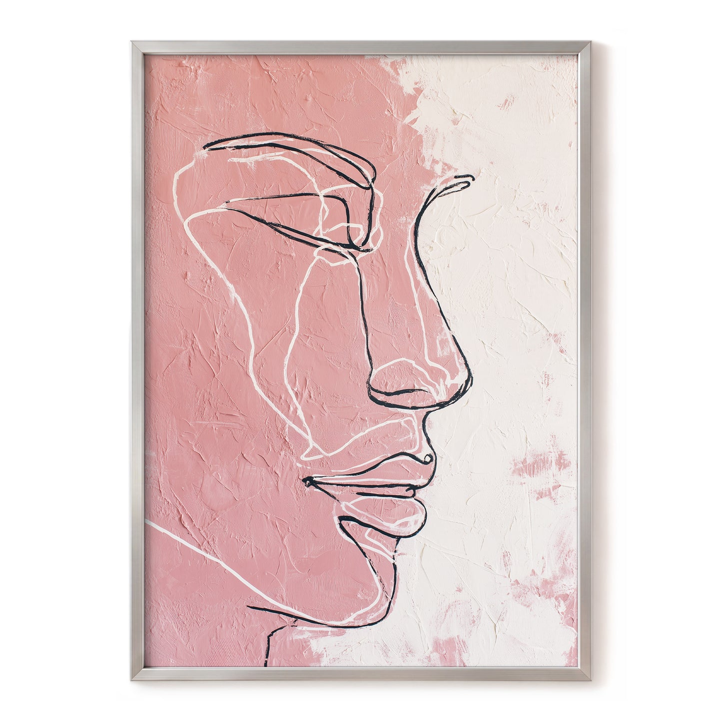 Blush Pink Abstract Woman Face Line Art