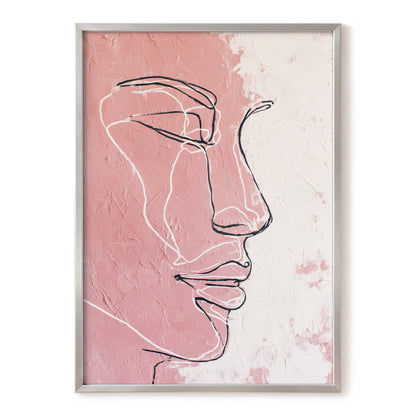 Blush Pink Abstract Woman Face Line Art