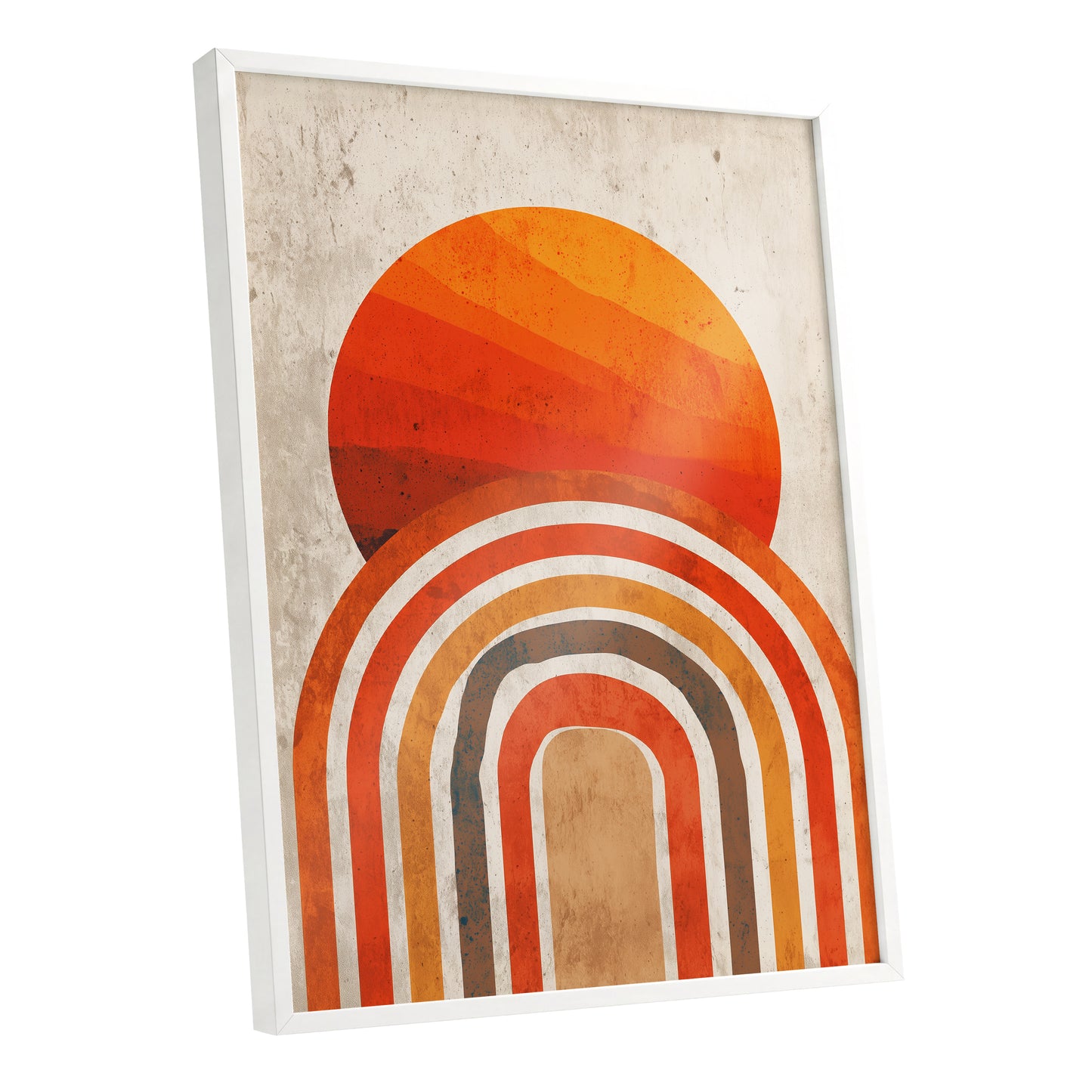 Retro Orange Sunset Rainbow Arch Abstract Art