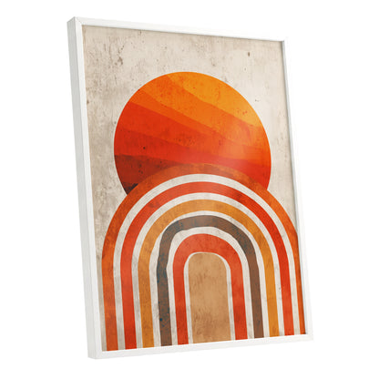 Retro Orange Sunset Rainbow Arch Abstract Art