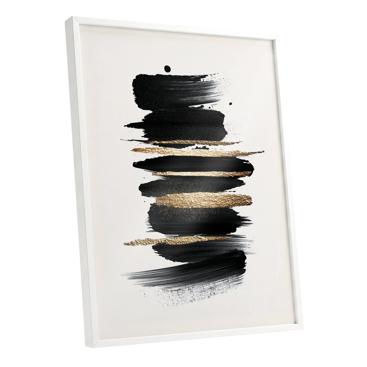 Black and Gold Abstract Brushstroke Wall Art