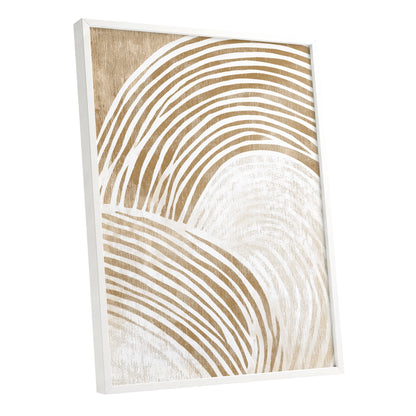 Warm Beige Abstract Curved Lines Wall Art
