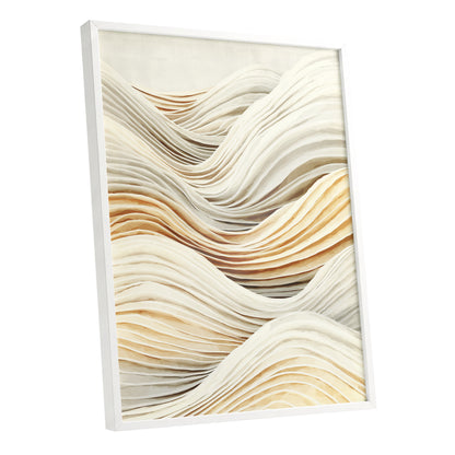Ivory Beige Layered Abstract Wavy Line Art