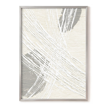 Ivory Gray Linear Palm Leaf Abstract Wall Art