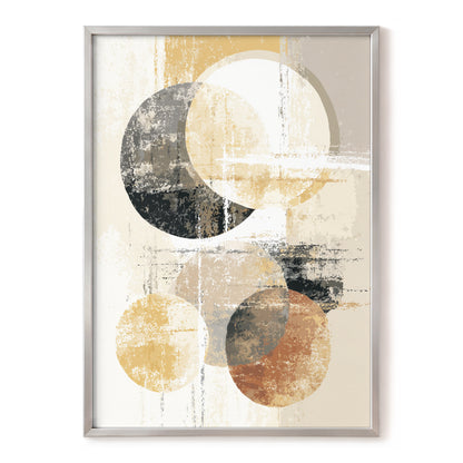 Black Gold Taupe Geometric Circle Abstract Art