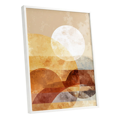 Golden Ochre Geometric Sunset Abstract Wall Art