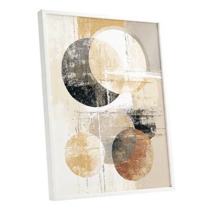 Black Gold Taupe Geometric Circle Abstract Art