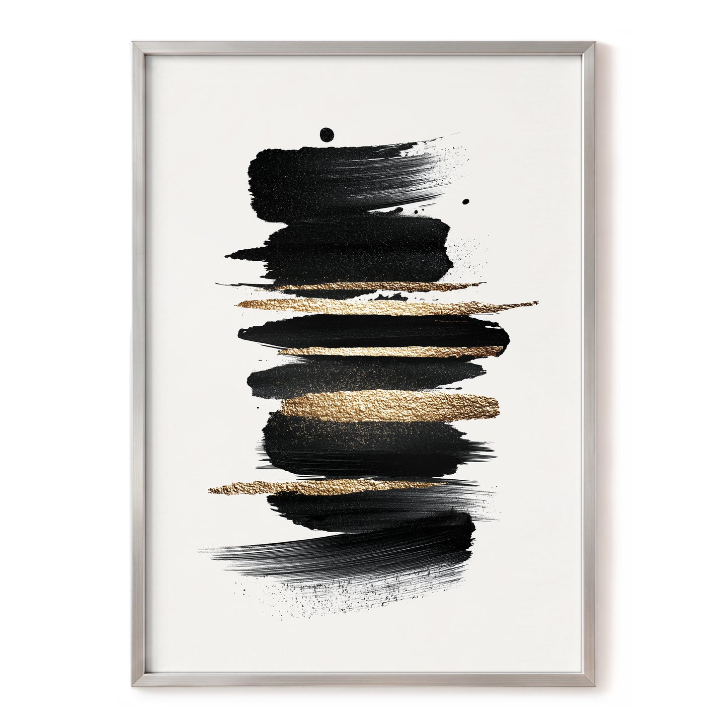 Black and Gold Abstract Brushstroke Wall Art