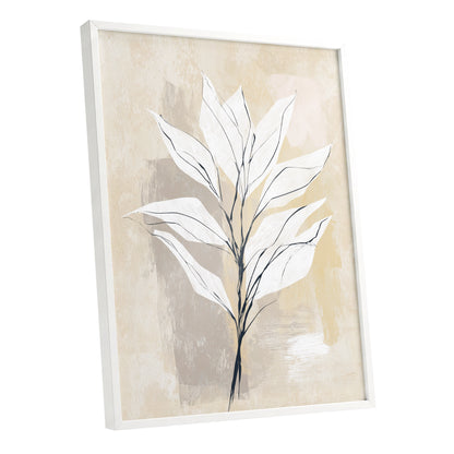 Ivory Beige Minimal Botanical Leaf Wall Art