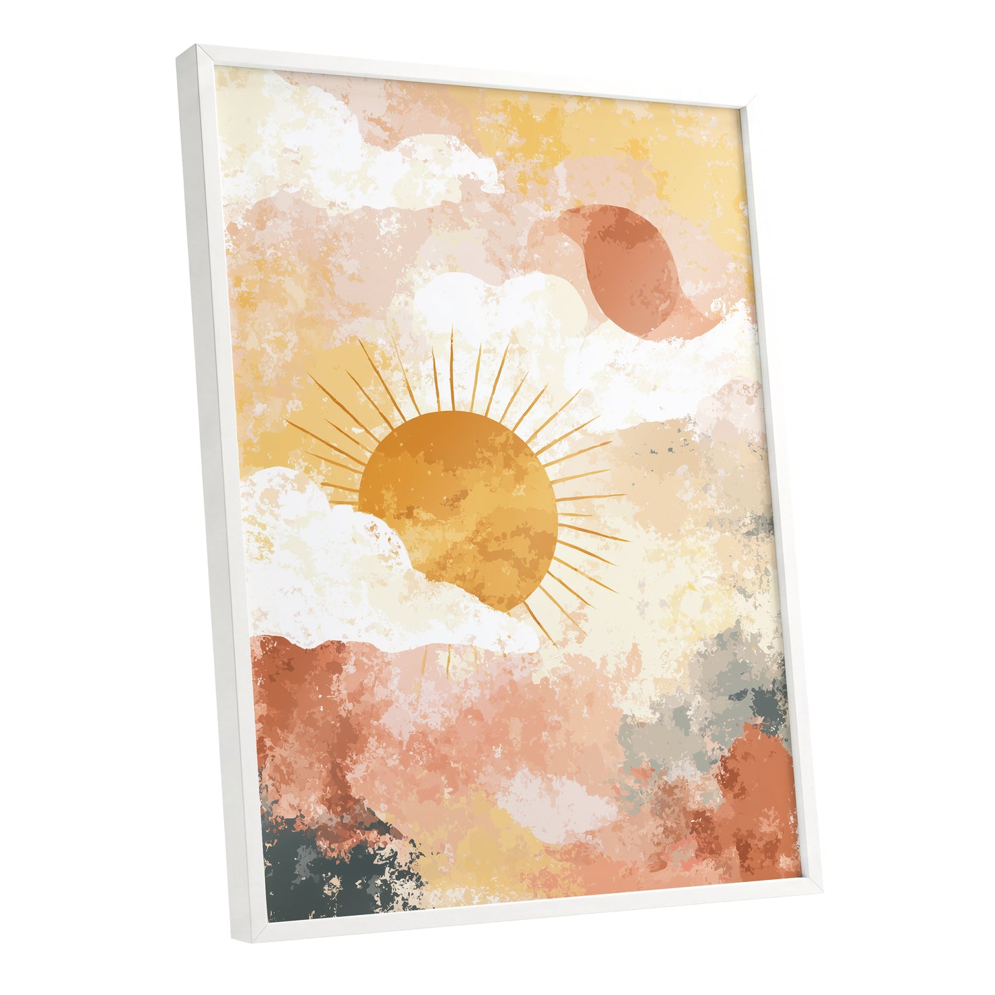Golden Sun Peach Abstract Cloud Landscape Art