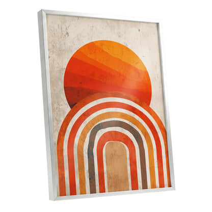 Retro Orange Sunset Rainbow Arch Abstract Art