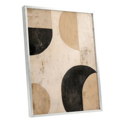 Neutral Beige Black Textured Geometric Abstract Art
