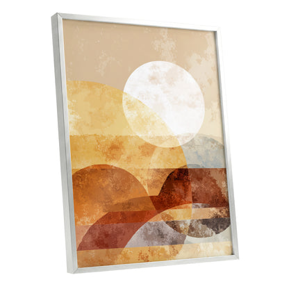 Golden Ochre Geometric Sunset Abstract Wall Art