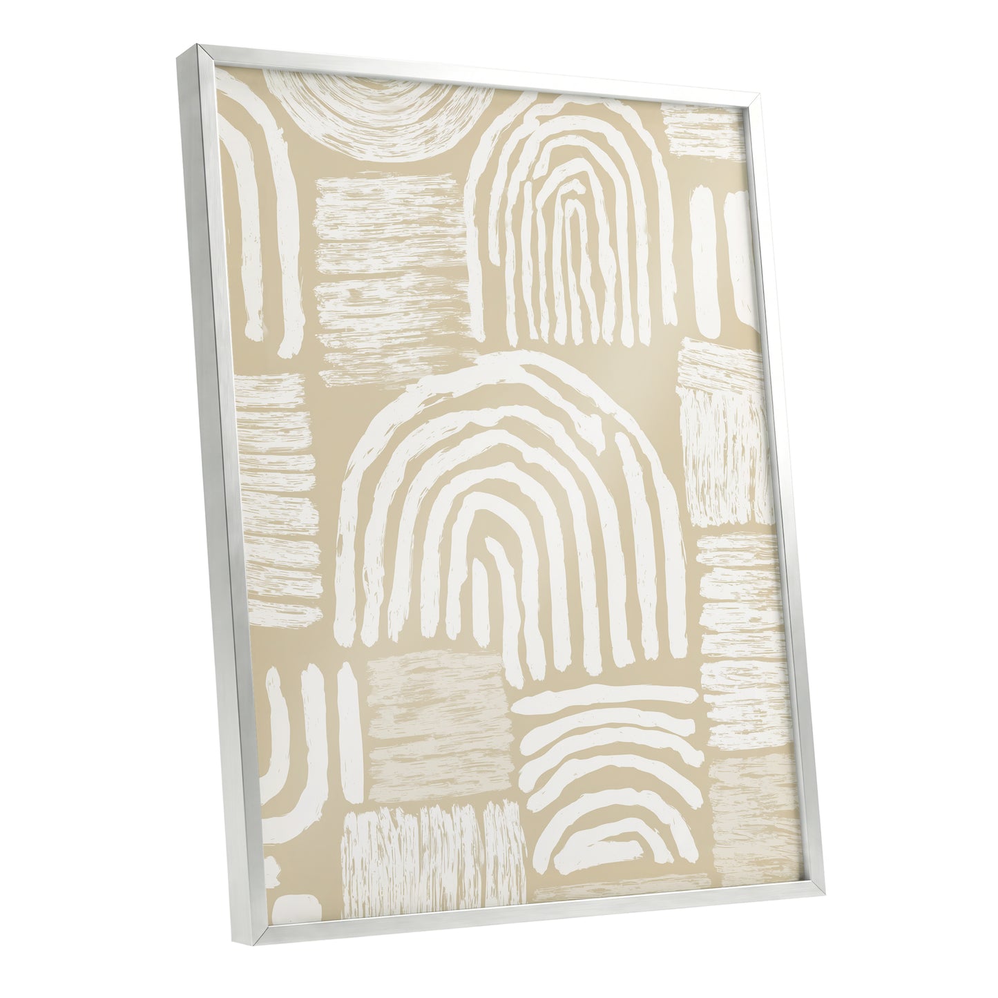 Neutral Beige Abstract Rainbow Wall Art