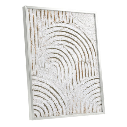 Ivory Beige Textured Rainbow Arch Abstract Art