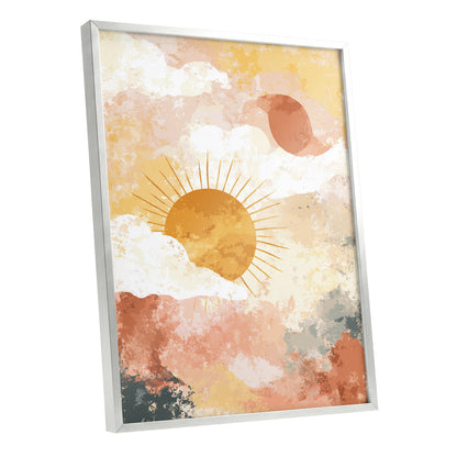 Golden Sun Peach Abstract Cloud Landscape Art