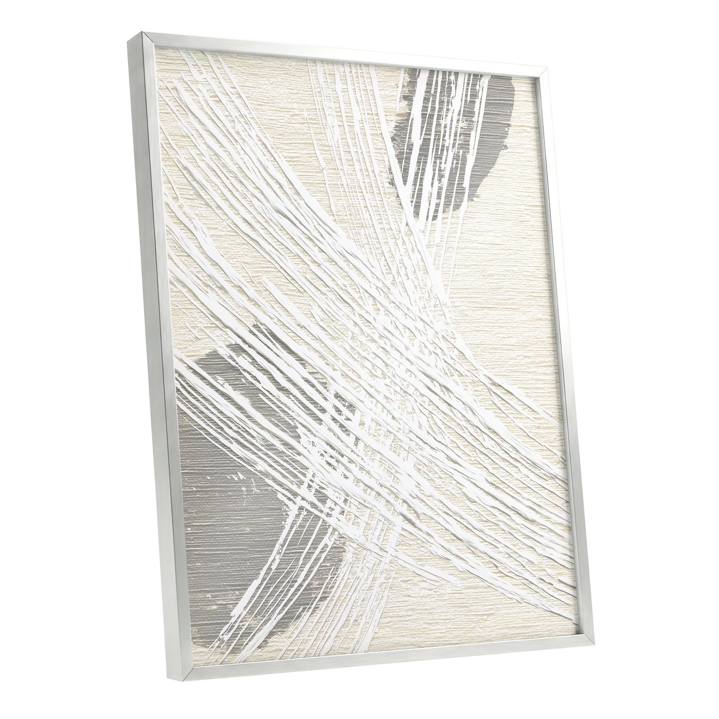 Ivory Gray Linear Palm Leaf Abstract Wall Art