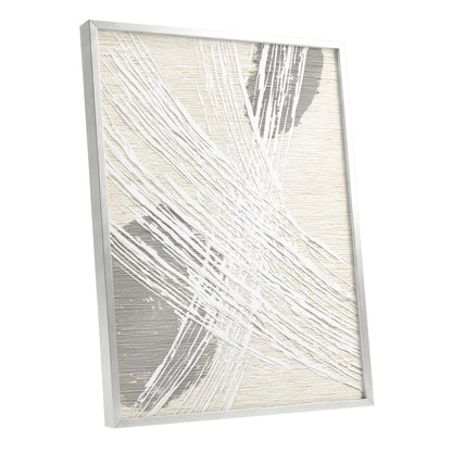 Ivory Gray Linear Palm Leaf Abstract Wall Art