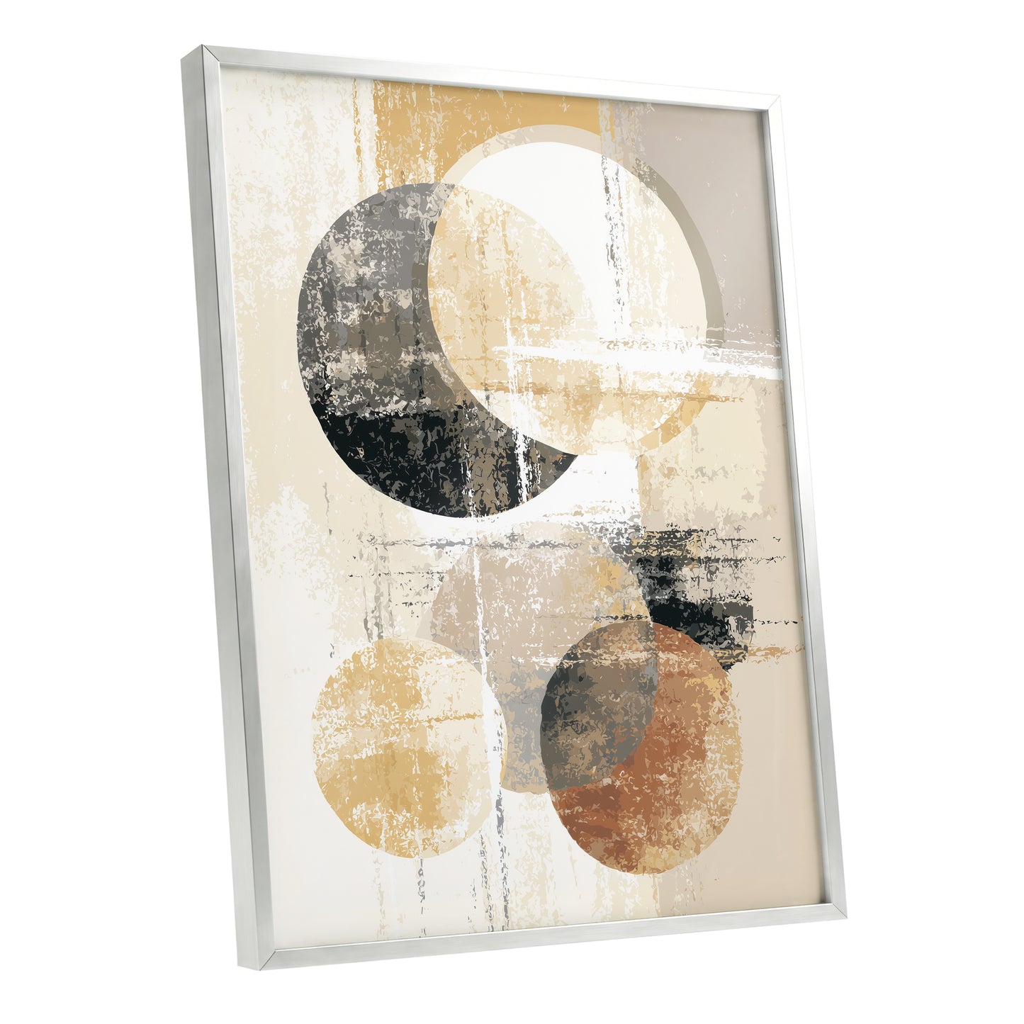 Black Gold Taupe Geometric Circle Abstract Art