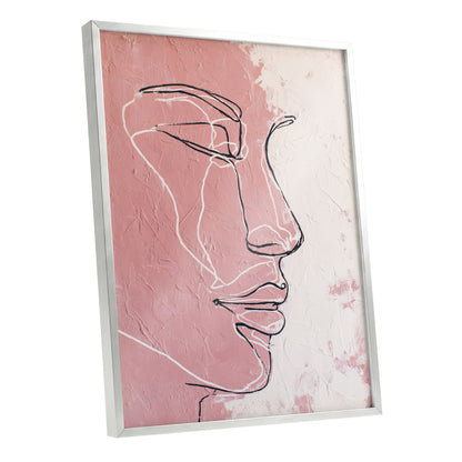 Blush Pink Abstract Woman Face Line Art