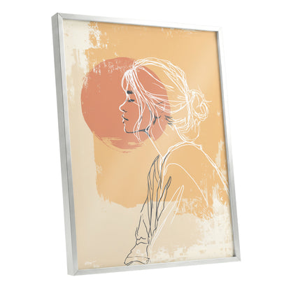 Peach Gold Woman Line Art Sunset Portrait