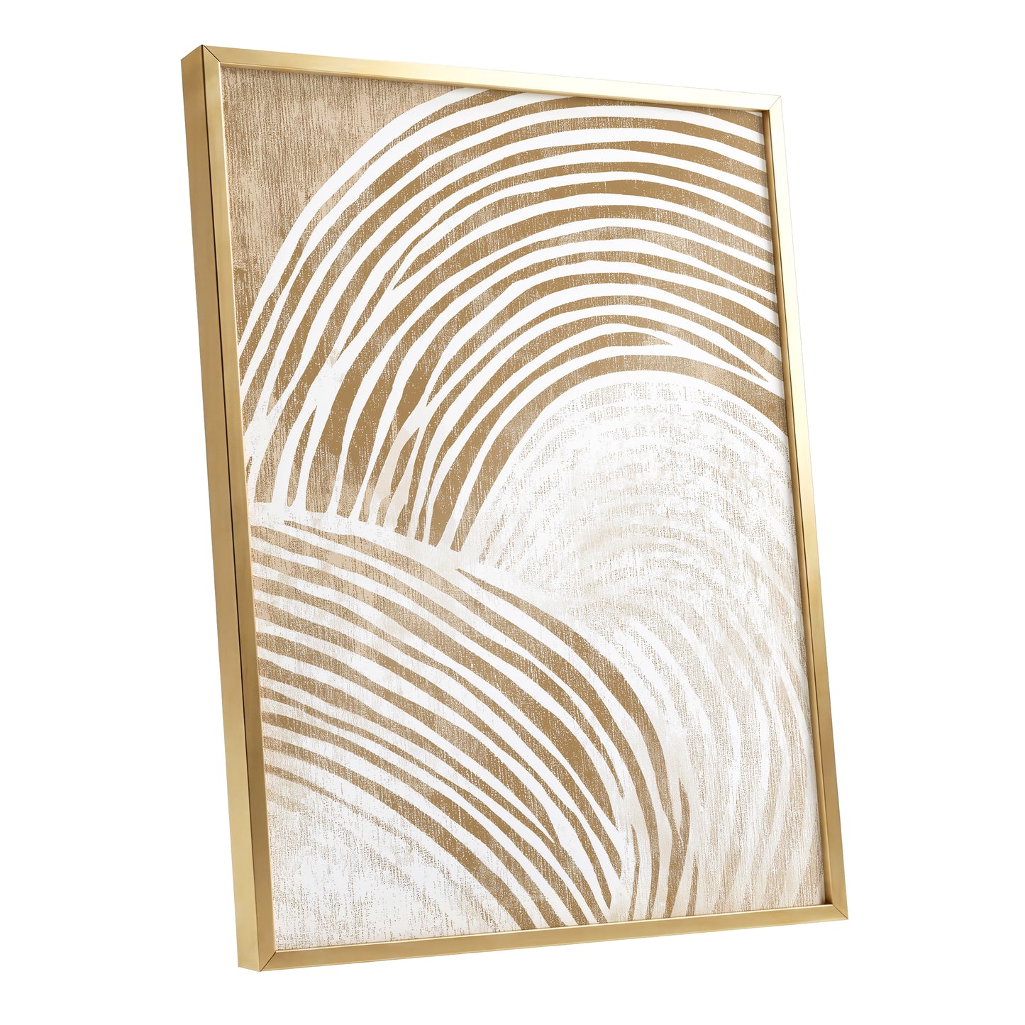 Warm Beige Abstract Curved Lines Wall Art