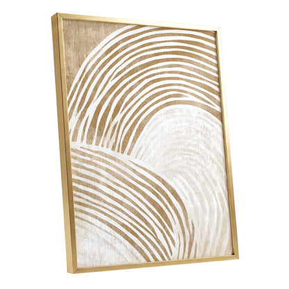 Warm Beige Abstract Curved Lines Wall Art