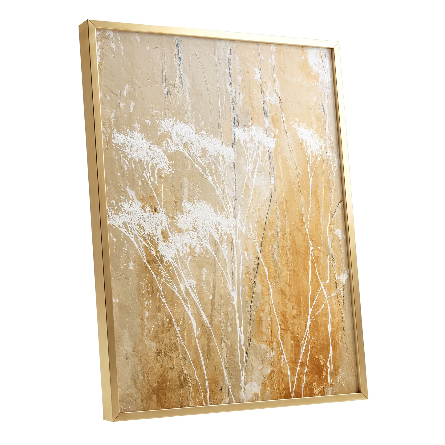 Warm Ochre Botanical Abstract Wall Art