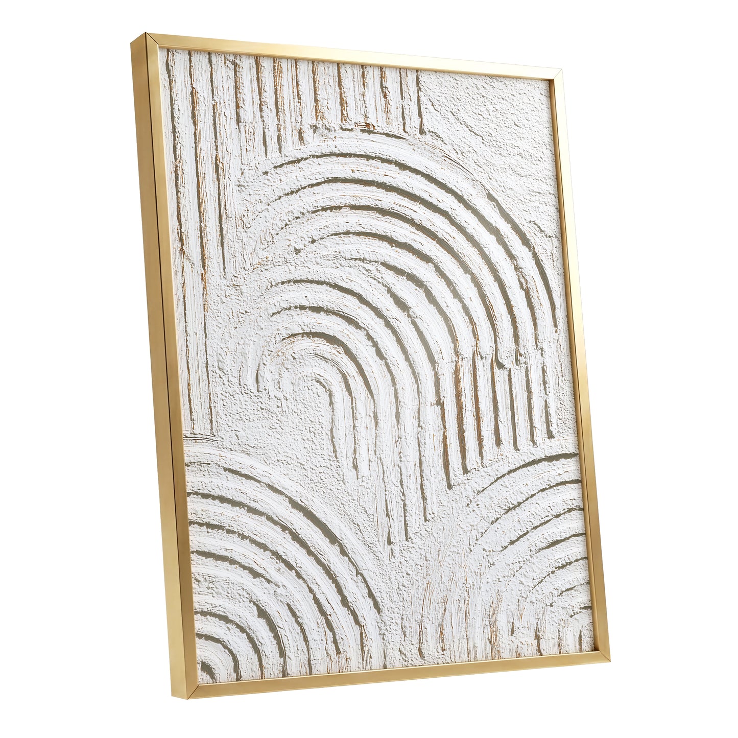 Ivory Beige Textured Rainbow Arch Abstract Art