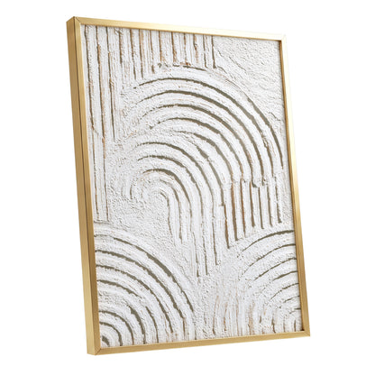 Ivory Beige Textured Rainbow Arch Abstract Art