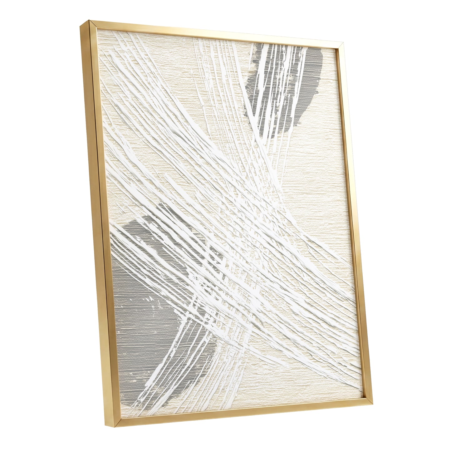 Ivory Gray Linear Palm Leaf Abstract Wall Art