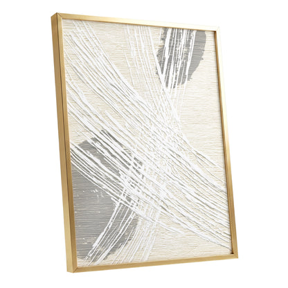 Ivory Gray Linear Palm Leaf Abstract Wall Art