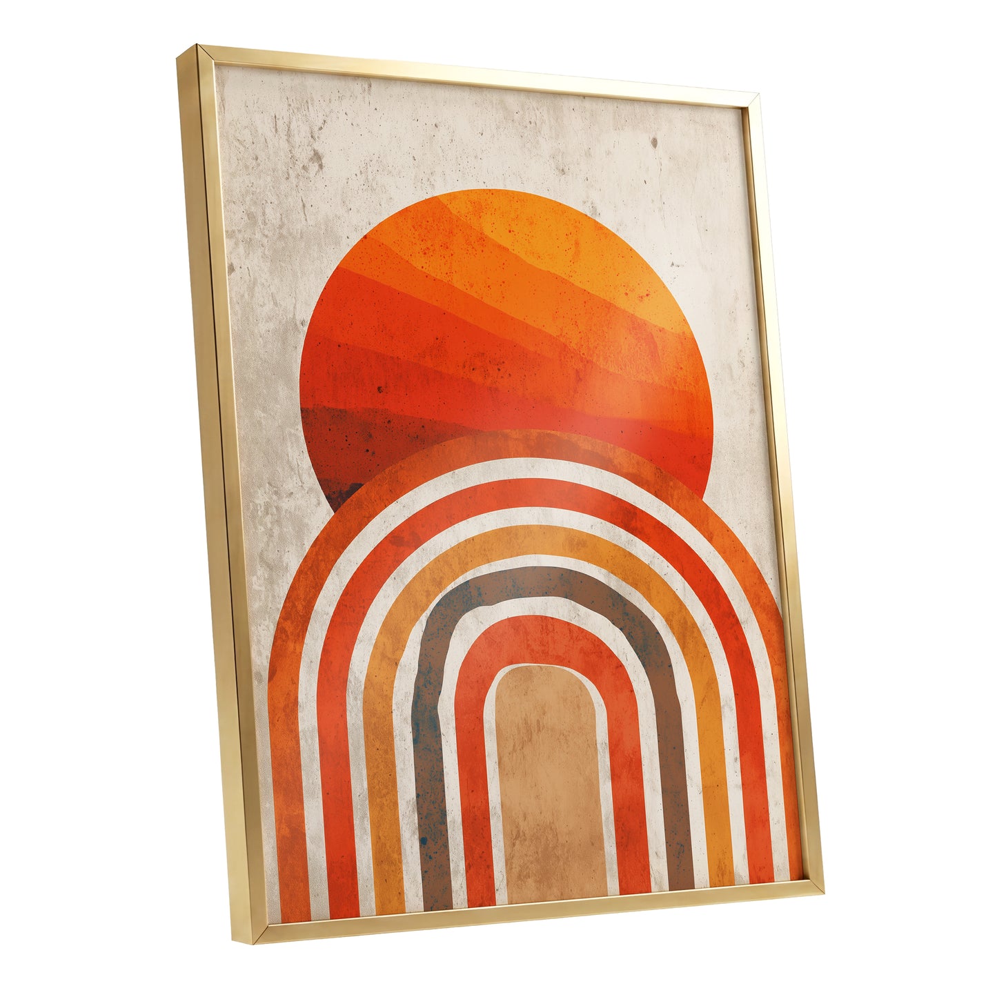 Retro Orange Sunset Rainbow Arch Abstract Art