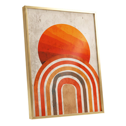 Retro Orange Sunset Rainbow Arch Abstract Art