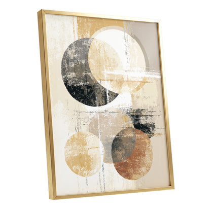 Black Gold Taupe Geometric Circle Abstract Art