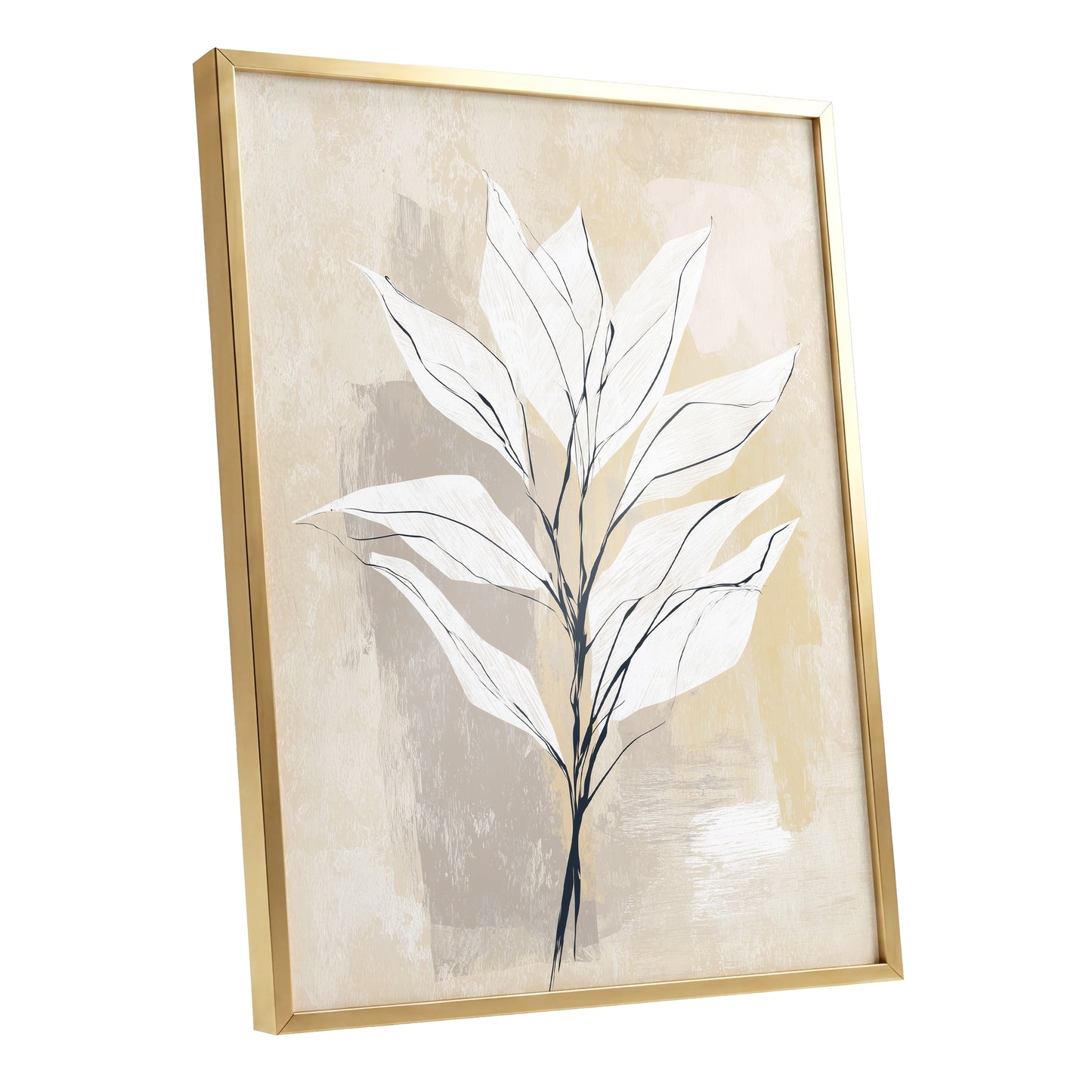 Ivory Beige Minimal Botanical Leaf Wall Art
