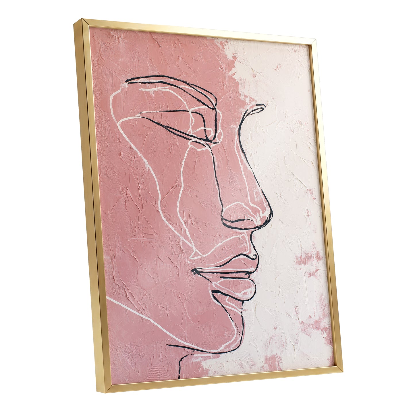 Blush Pink Abstract Woman Face Line Art