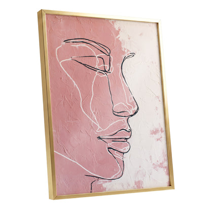 Blush Pink Abstract Woman Face Line Art