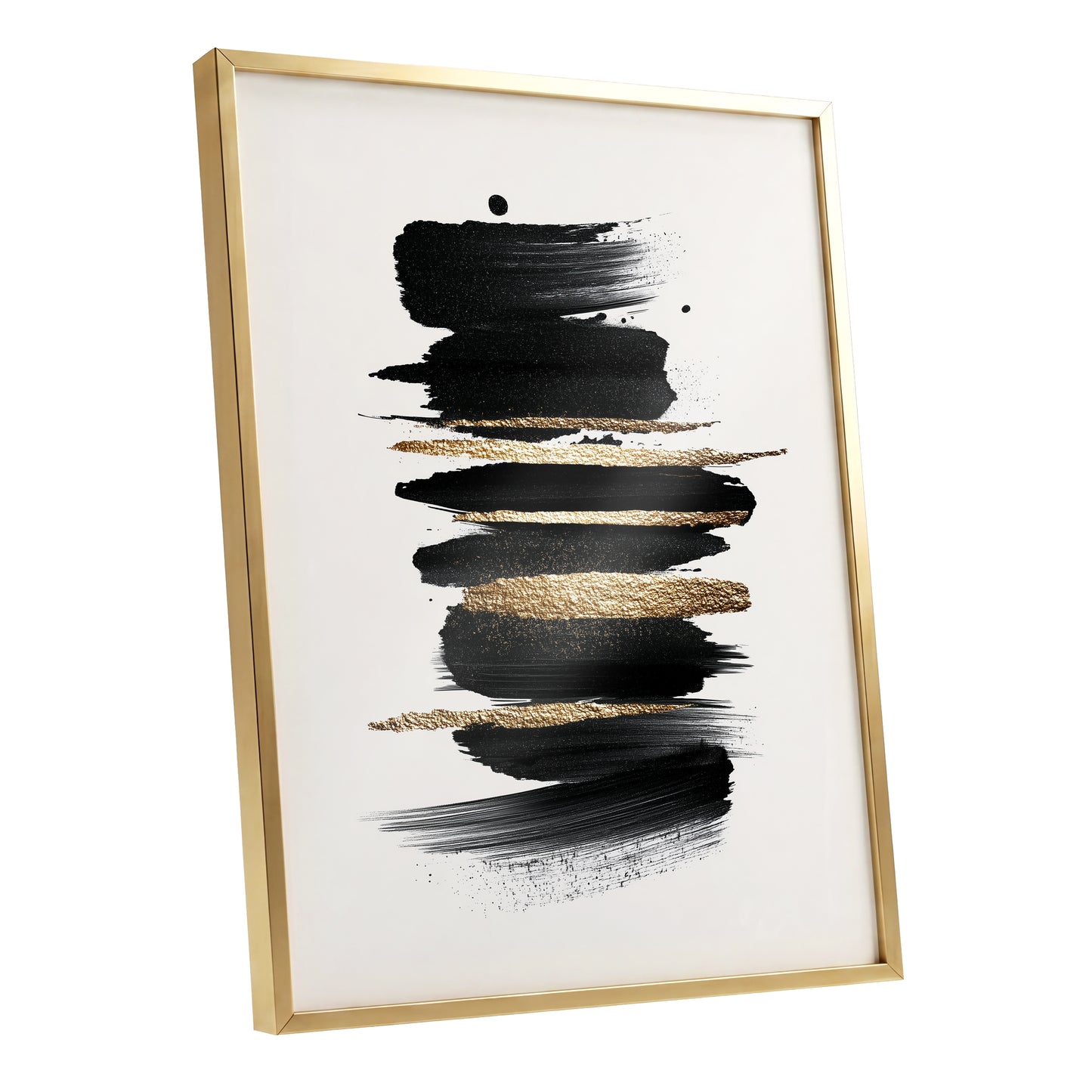 Black and Gold Abstract Brushstroke Wall Art