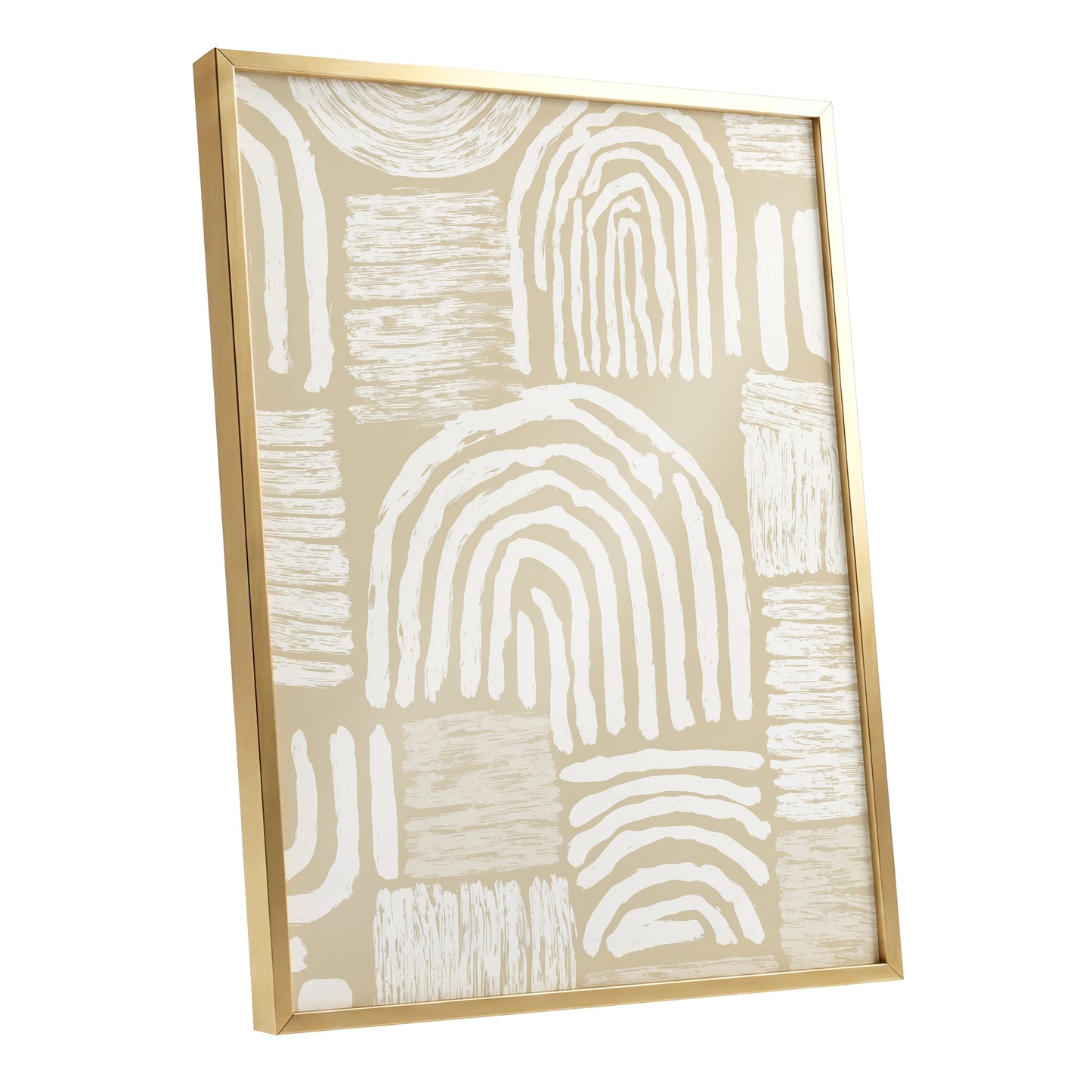 Neutral Beige Abstract Rainbow Wall Art