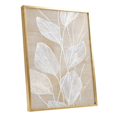 Beige White Botanical Leaf Line Art Print