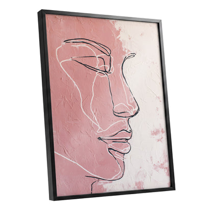 Blush Pink Abstract Woman Face Line Art