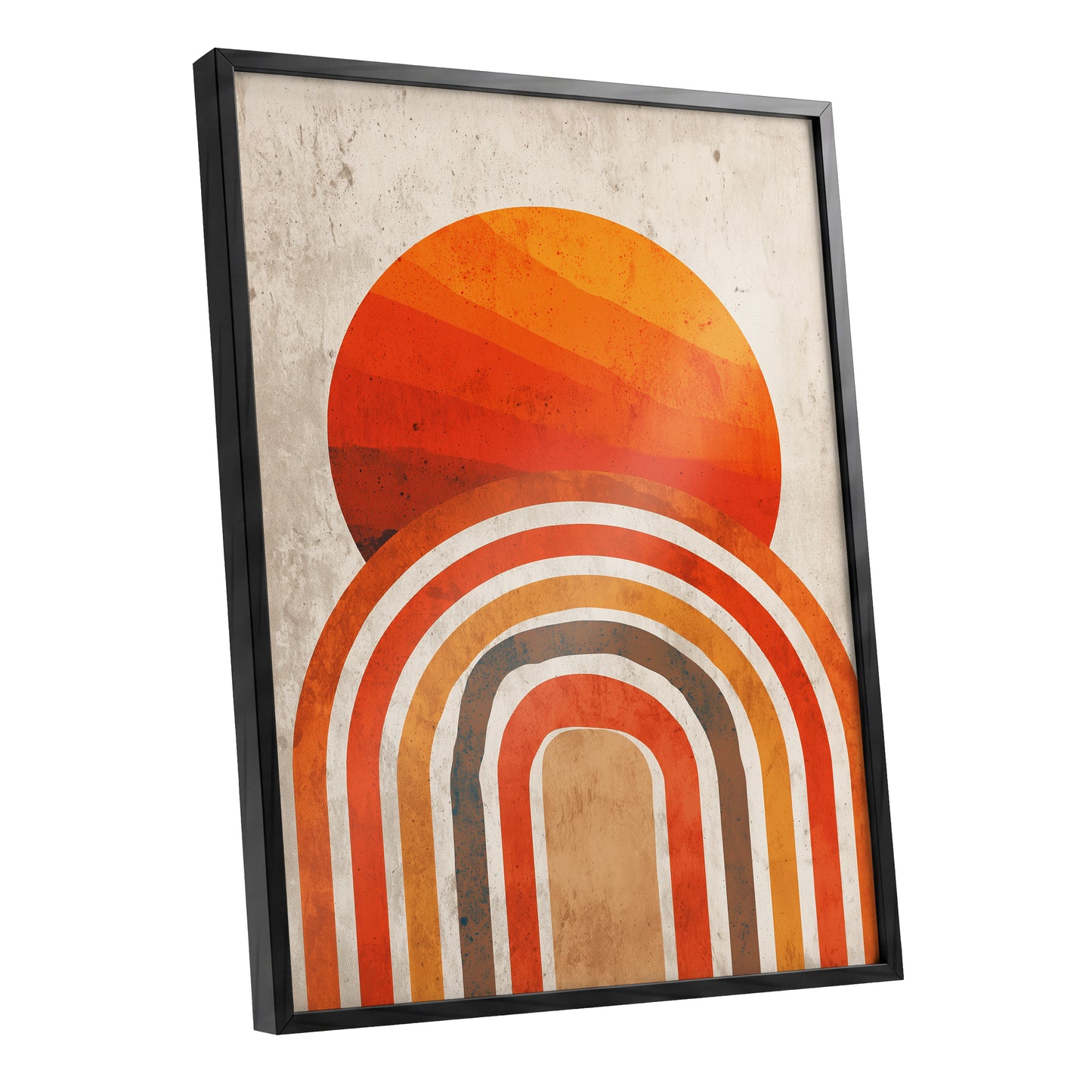Retro Orange Sunset Rainbow Arch Abstract Art