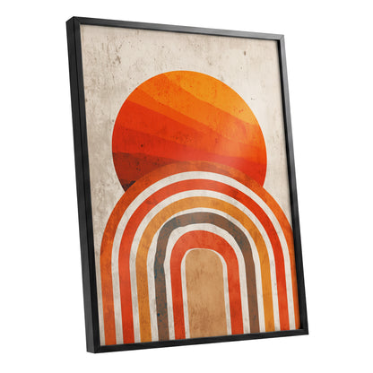 Retro Orange Sunset Rainbow Arch Abstract Art