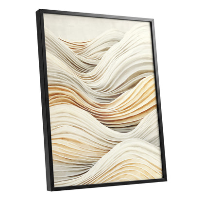 Ivory Beige Layered Abstract Wavy Line Art