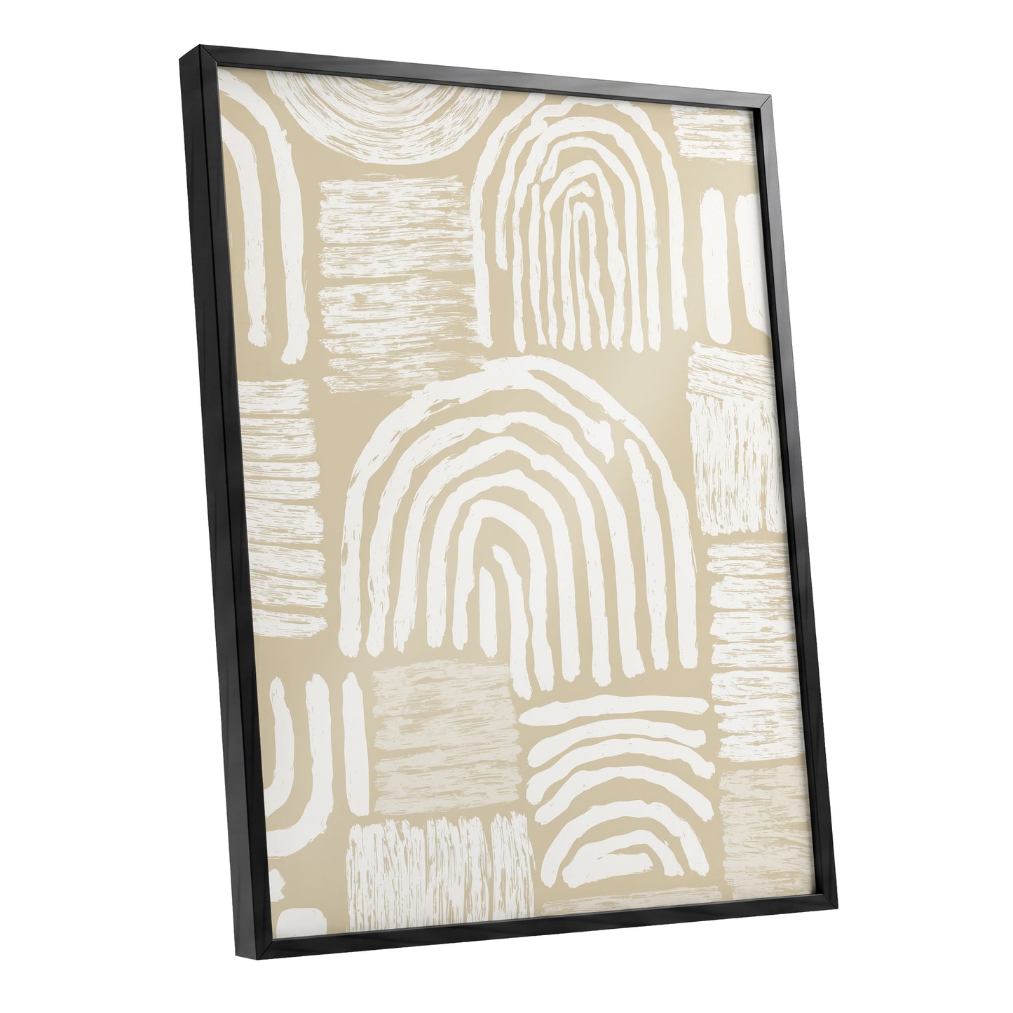 Neutral Beige Abstract Rainbow Wall Art